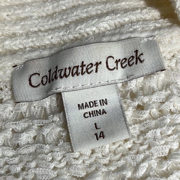 COLDWATER CREEK SHORT SLEEVED CREAM BUTTON FRONT SWEATER SIZED LARGE 14 - Picture 6 of 7